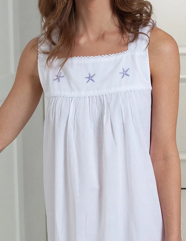 Starfish White Cotton Nightgown, Embroidered sold by Jacaranda Living product image thumbnail 2