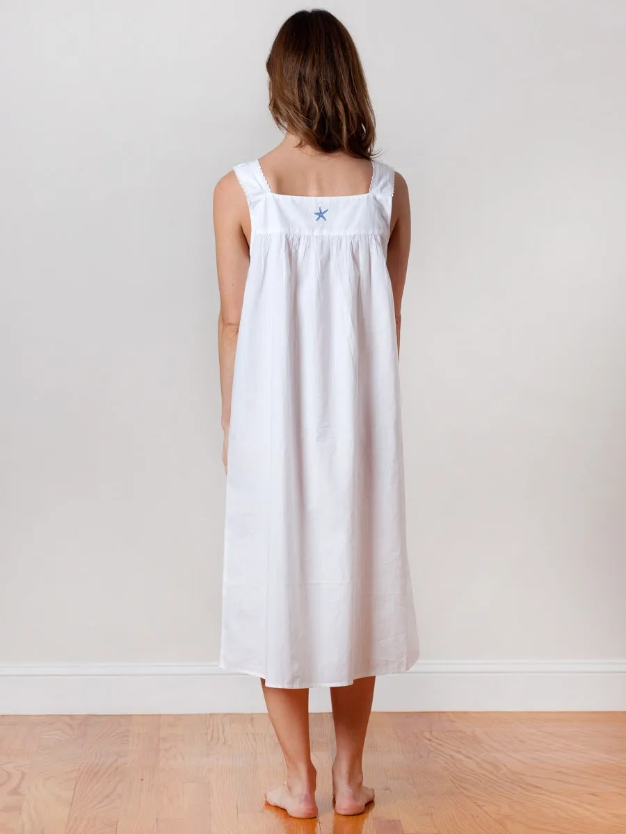 Starfish White Cotton Nightgown, Embroidered sold by Jacaranda Living product image thumbnail 4