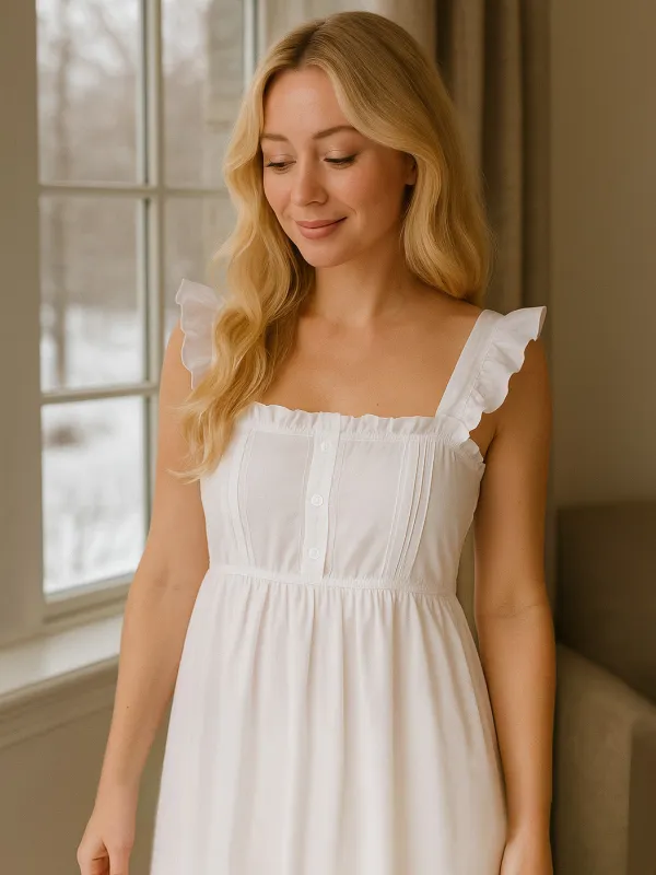 Pippa White Cotton Nightgown sold by Jacaranda Living