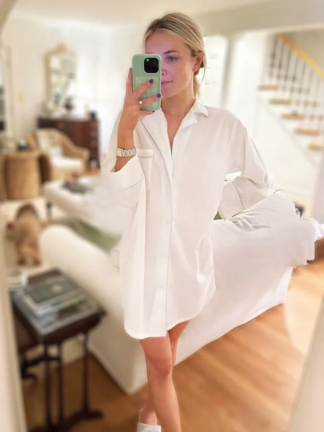 Ginny White Cotton Nightshirt sold by Jacaranda Living product image thumbnail 3