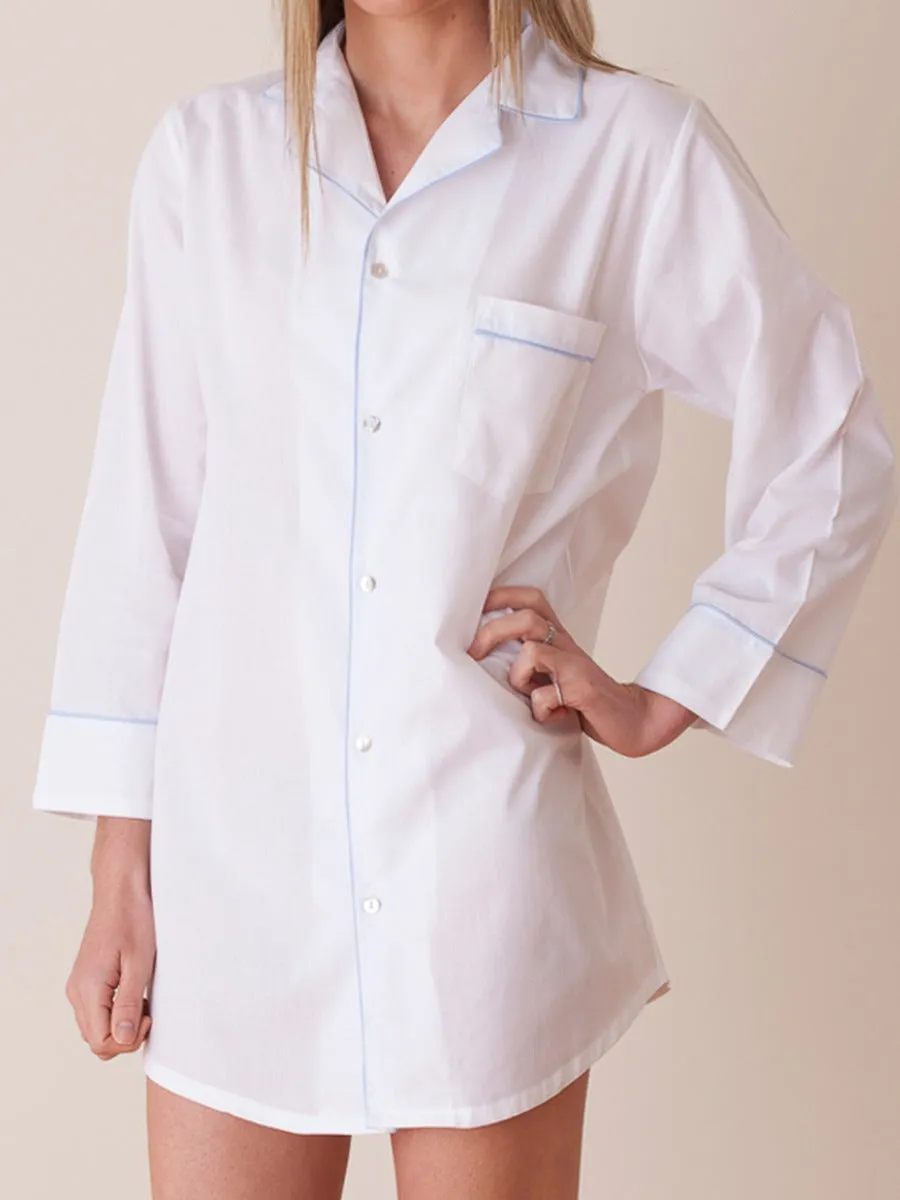 Marjorie White Cotton Nightshirt sold by Jacaranda Living product image thumbnail 4