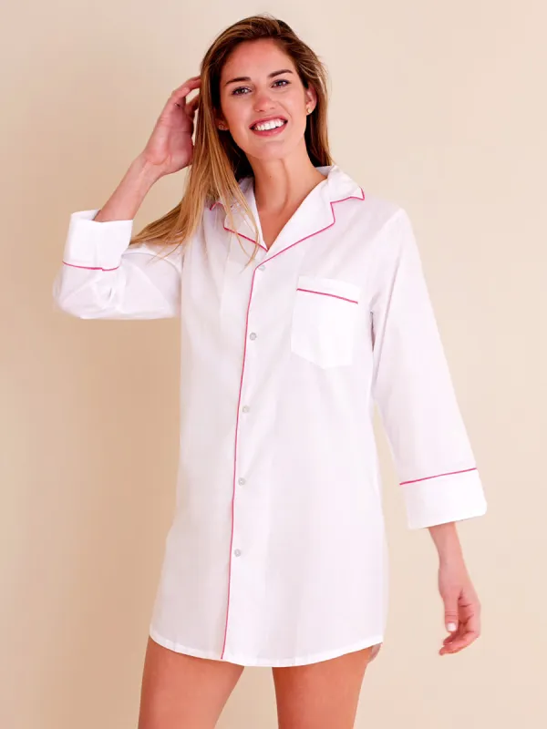 Sharon White Cotton Nightshirt made by Jacaranda Living