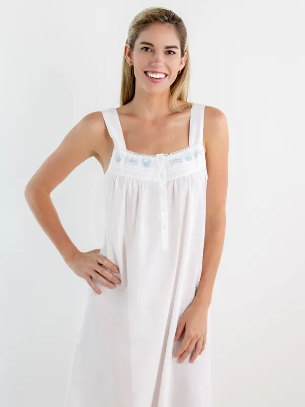 Seaside White Cotton Nightgown sold by Jacaranda Living
