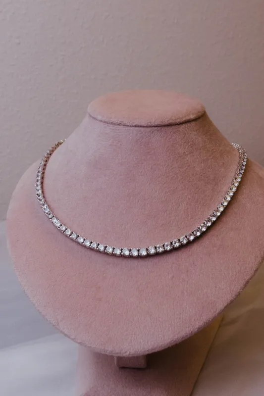 Odette .925 Sterling Silver Tennis Necklace sold by KC Chic Designs