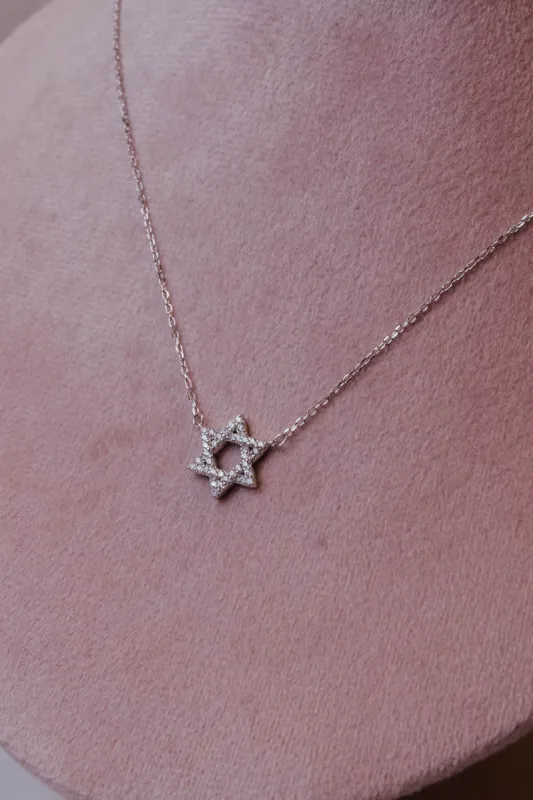 Star of David .925 Sterling Silver  Crystal Necklace made by KC Chic Designs
