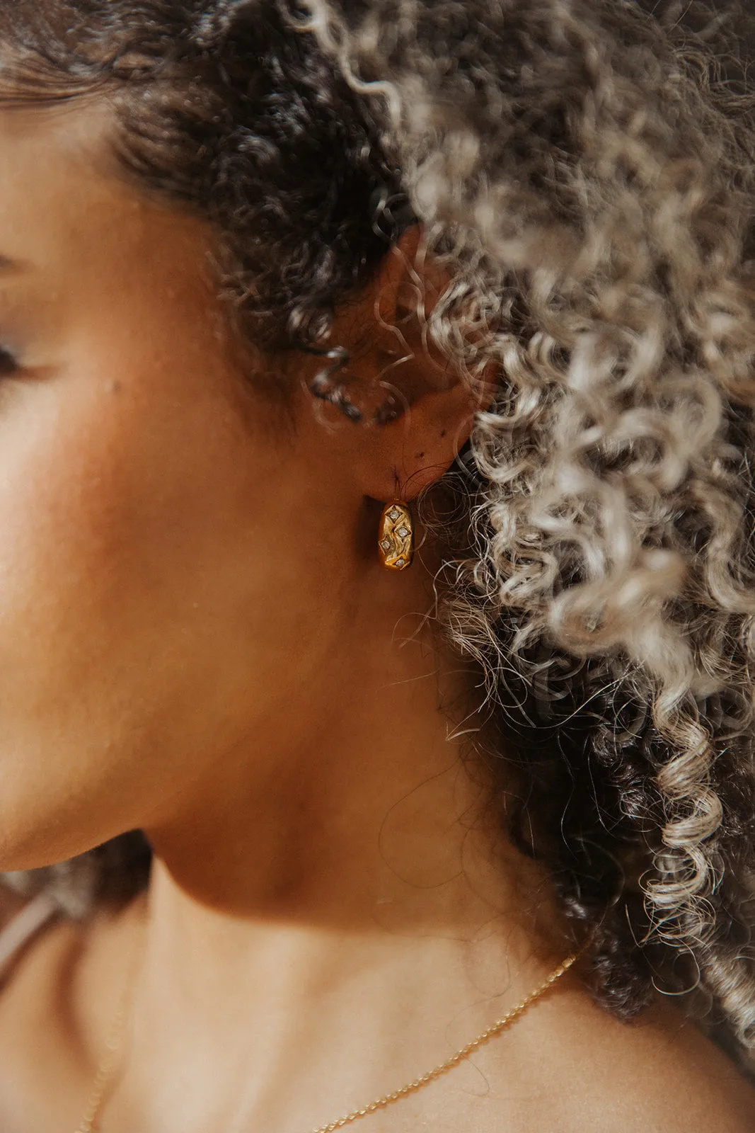 Starry Night 316L Stainless Steel Crystal Hoops sold by KC Chic Designs product image thumbnail 4