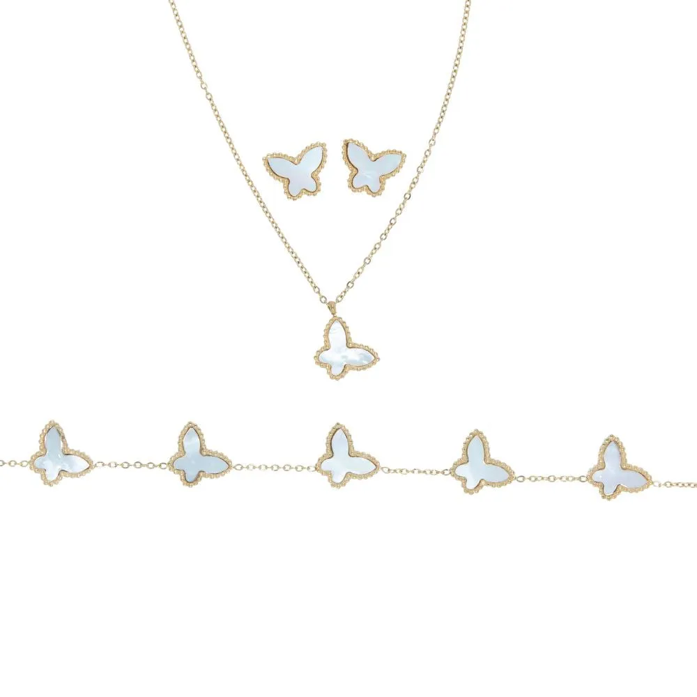 Free Spirit Butterfly 316L Stainless Steel Necklace Bracelet Earring Trio sold by KC Chic Designs