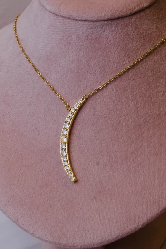 Over the Moon 316L Stainless Steel Crystal Necklace sold by KC Chic Designs