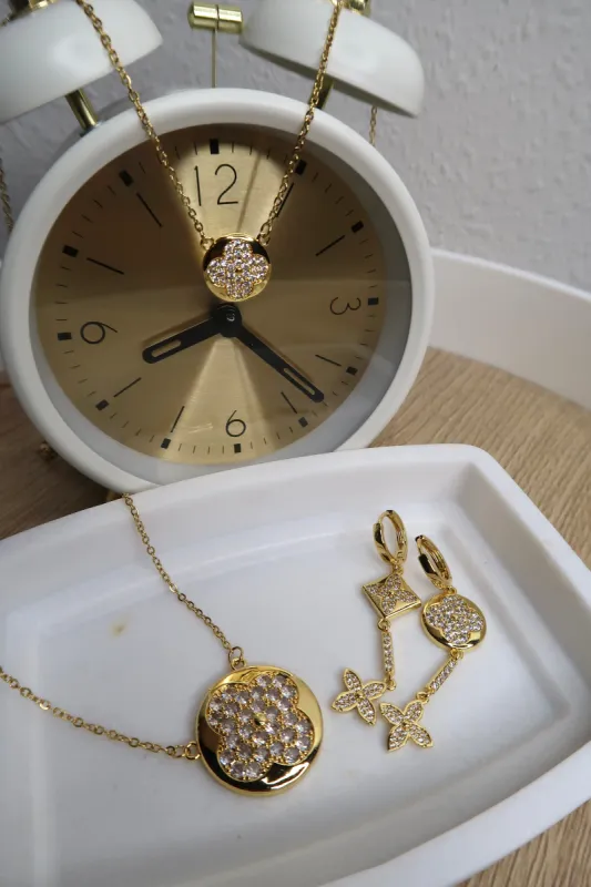 Elevated Clover Trio Necklace/ Earring Trio sold by KC Chic Designs