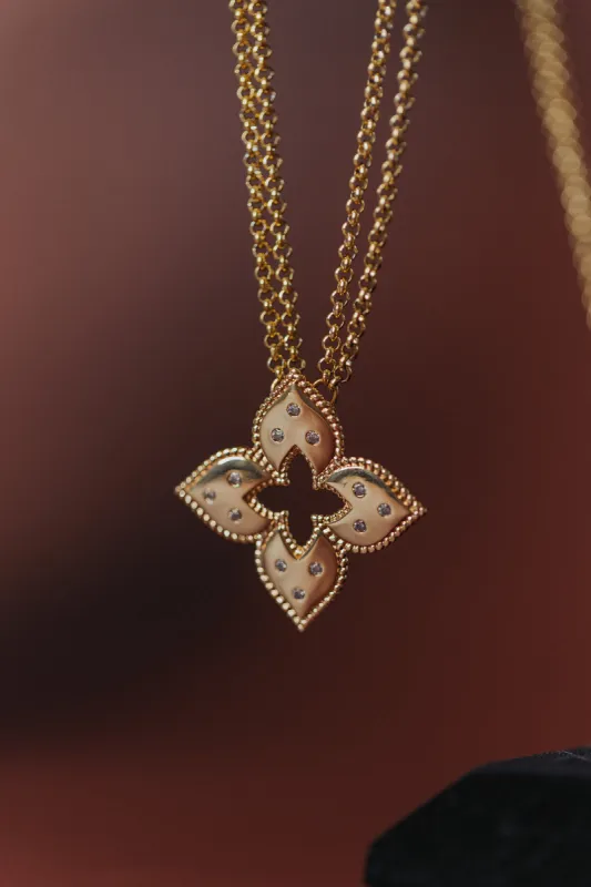 Quatrefoil Open Flower 316L Stainless Steel Pendant Necklace made by KC Chic Designs