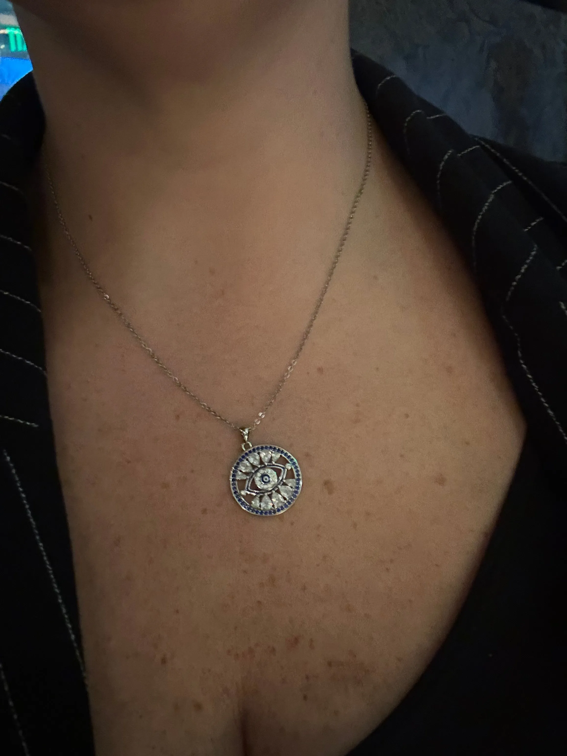 Sapphire Please .925 Sterling Silver Eye Necklace sold by KC Chic Designs