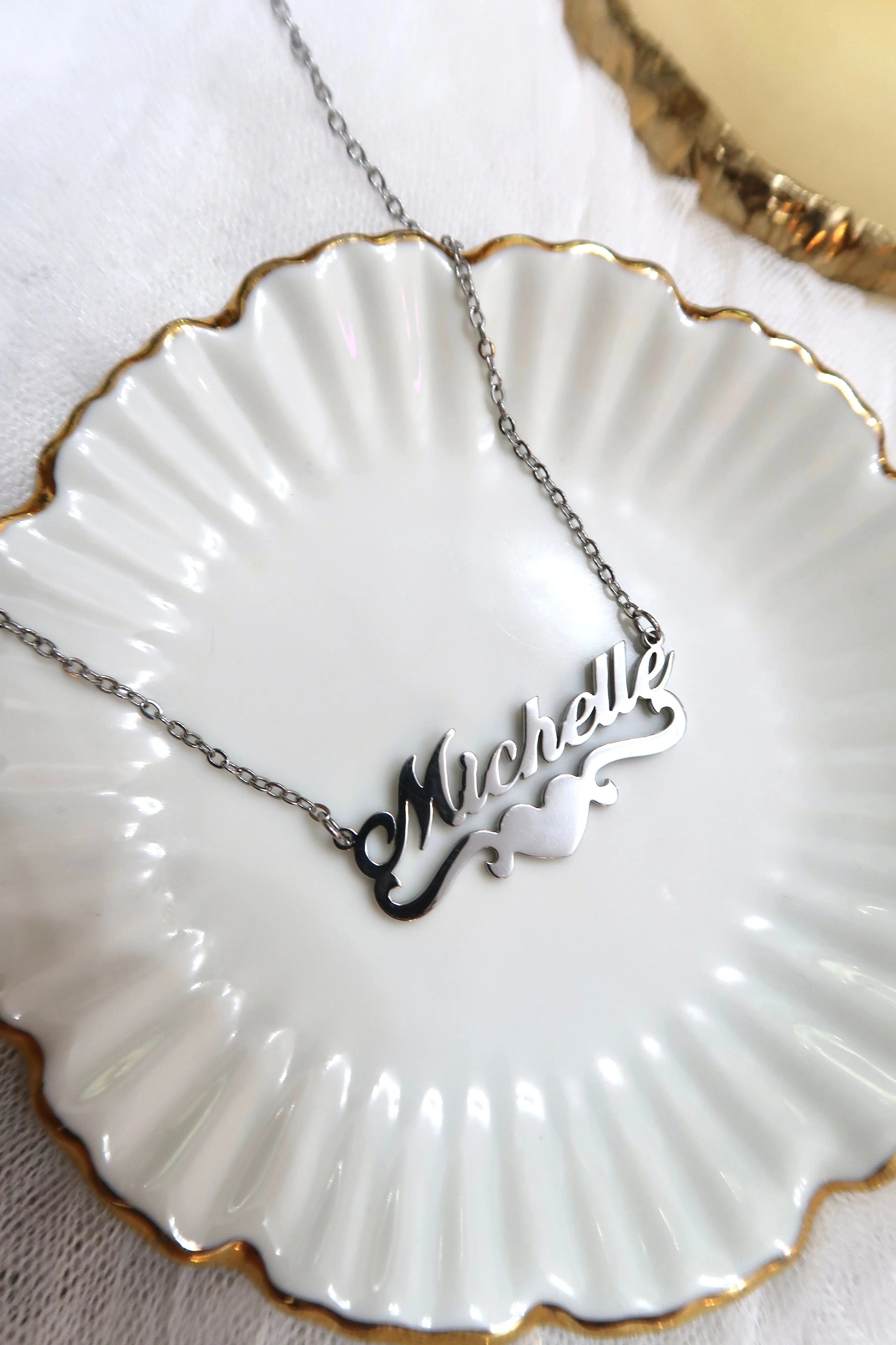 Labels and Love Personal Heart Name 316L Stainless Necklace sold by KC Chic Designs product image thumbnail 2