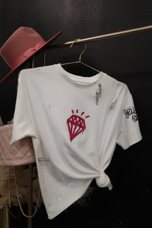 Spoiled Daughter Distressed Embroidered Tee sold by KC Chic Designs