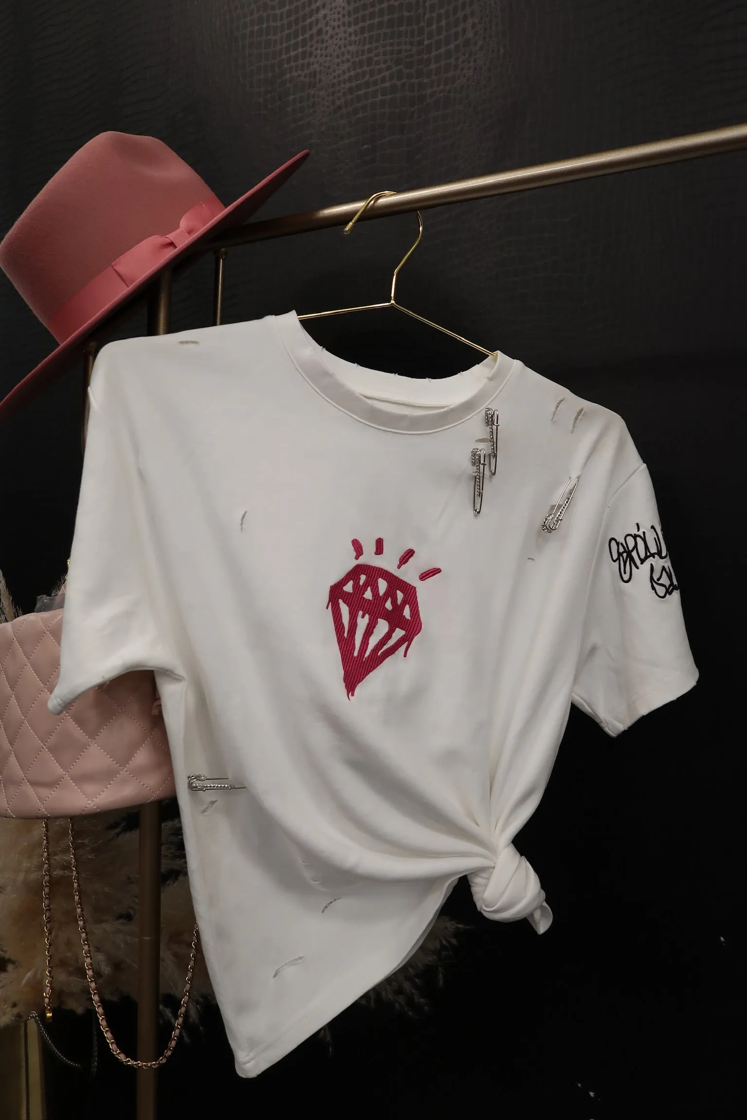 Spoiled Daughter Distressed Embroidered Tee sold by KC Chic Designs