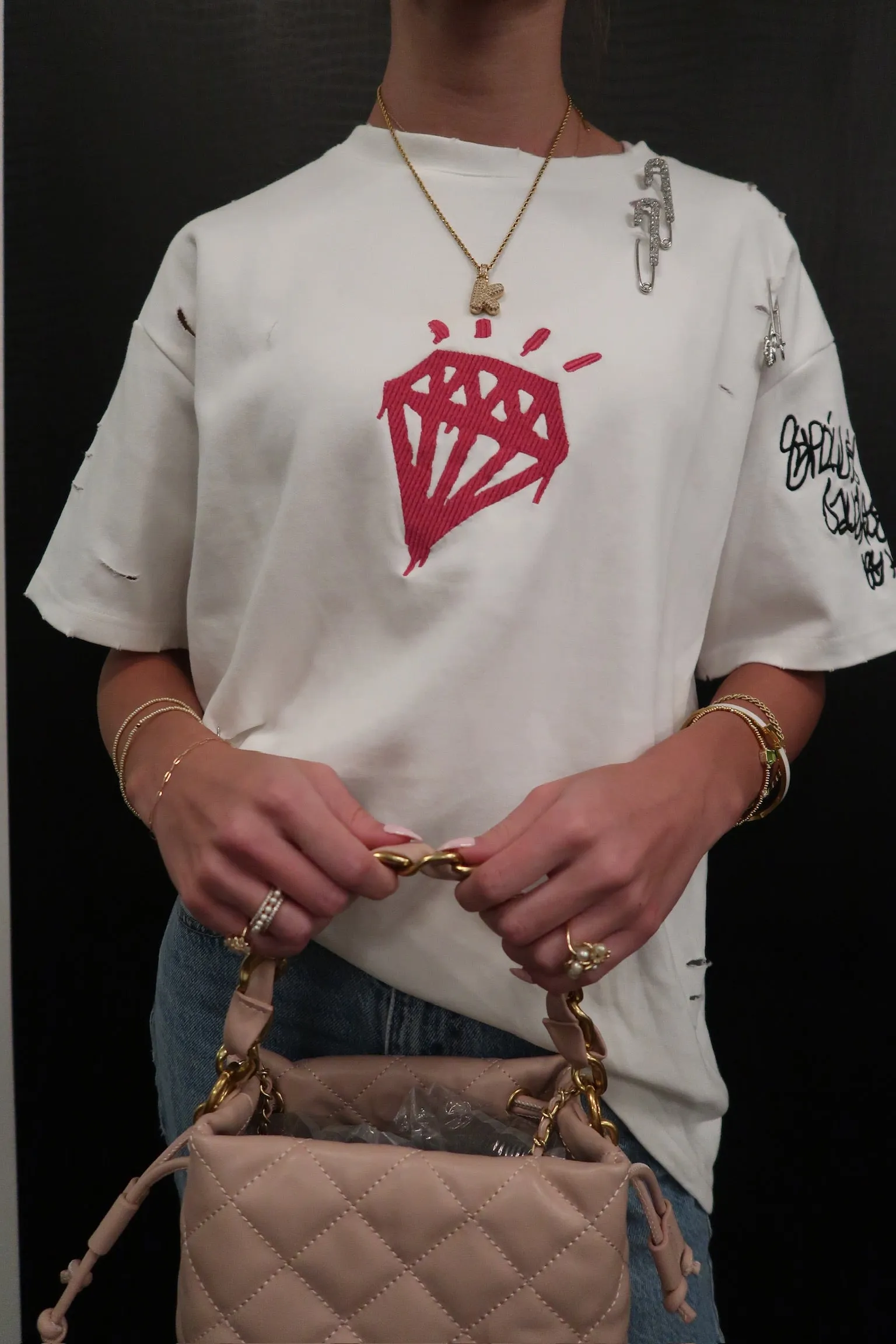 Spoiled Daughter Distressed Embroidered Tee sold by KC Chic Designs product image thumbnail 2