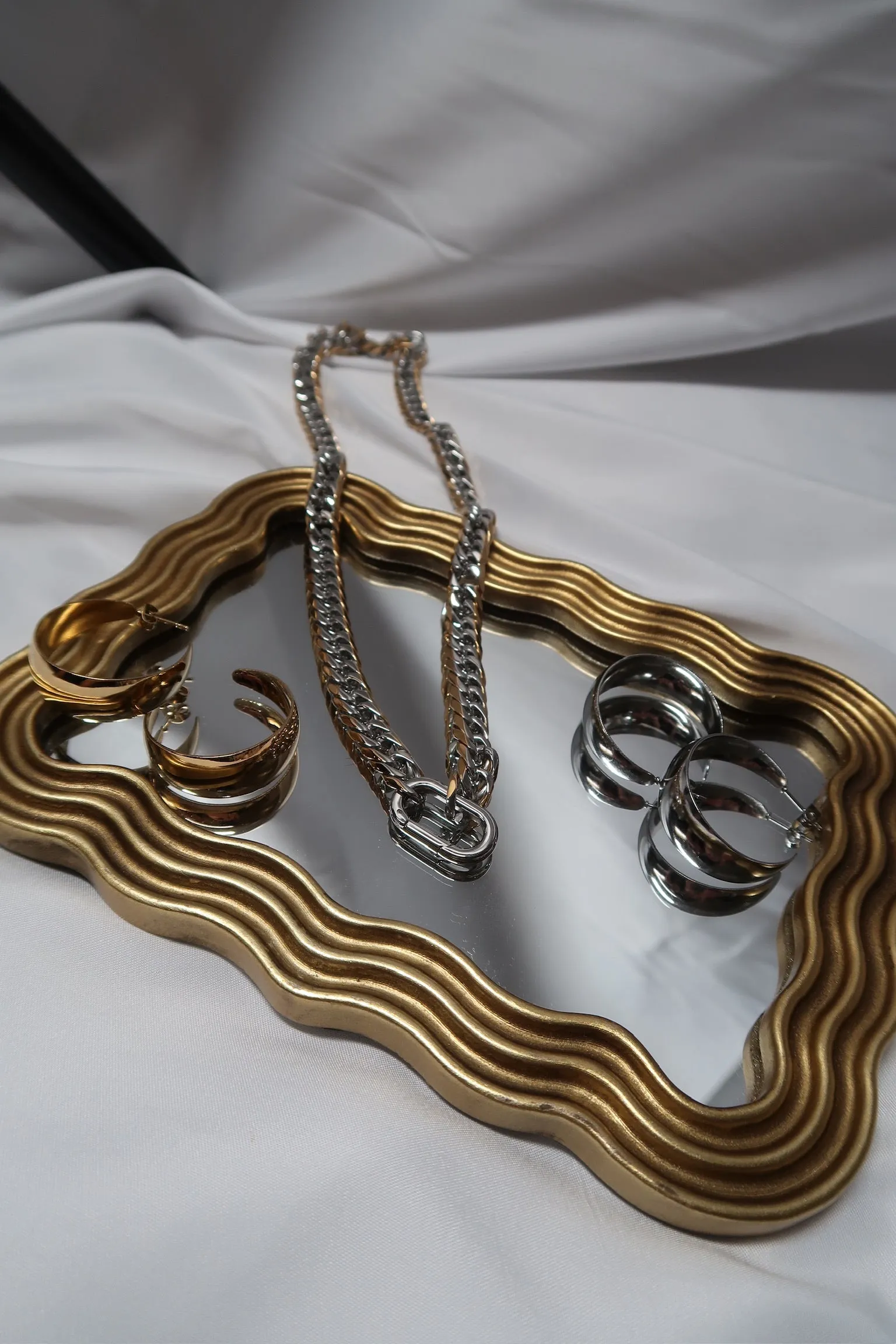 Two Tone Necklace and Earrings Trio sold by KC Chic Designs product image thumbnail 2