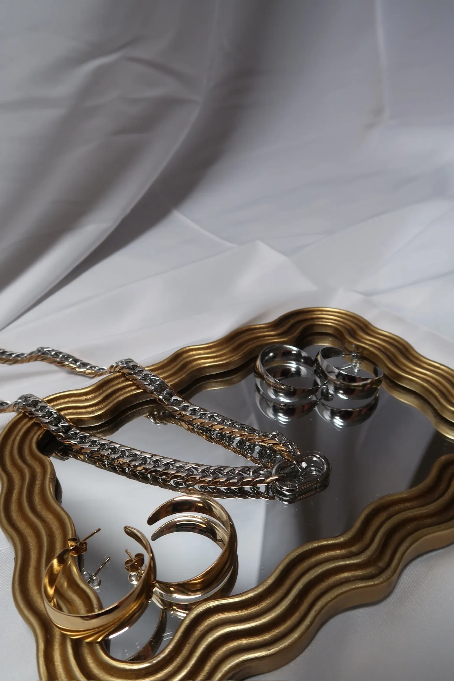 Two Tone Necklace and Earrings Trio sold by KC Chic Designs product image thumbnail 4