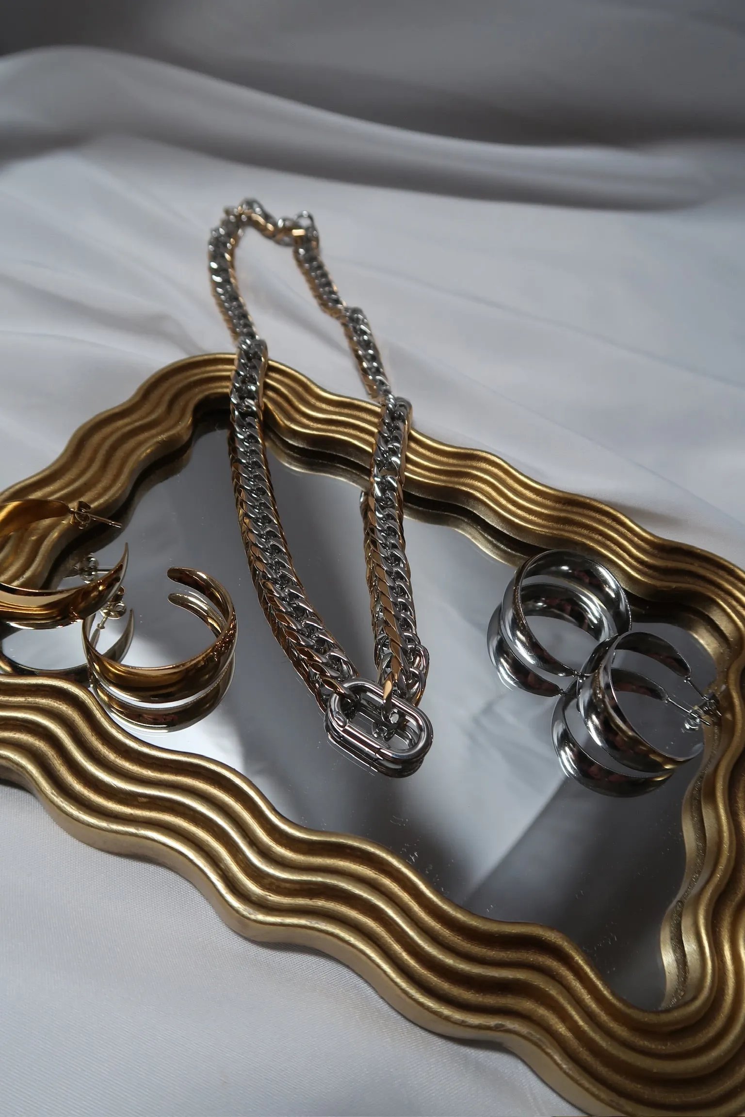 Two Tone Necklace and Earrings Trio sold by KC Chic Designs product image thumbnail 3