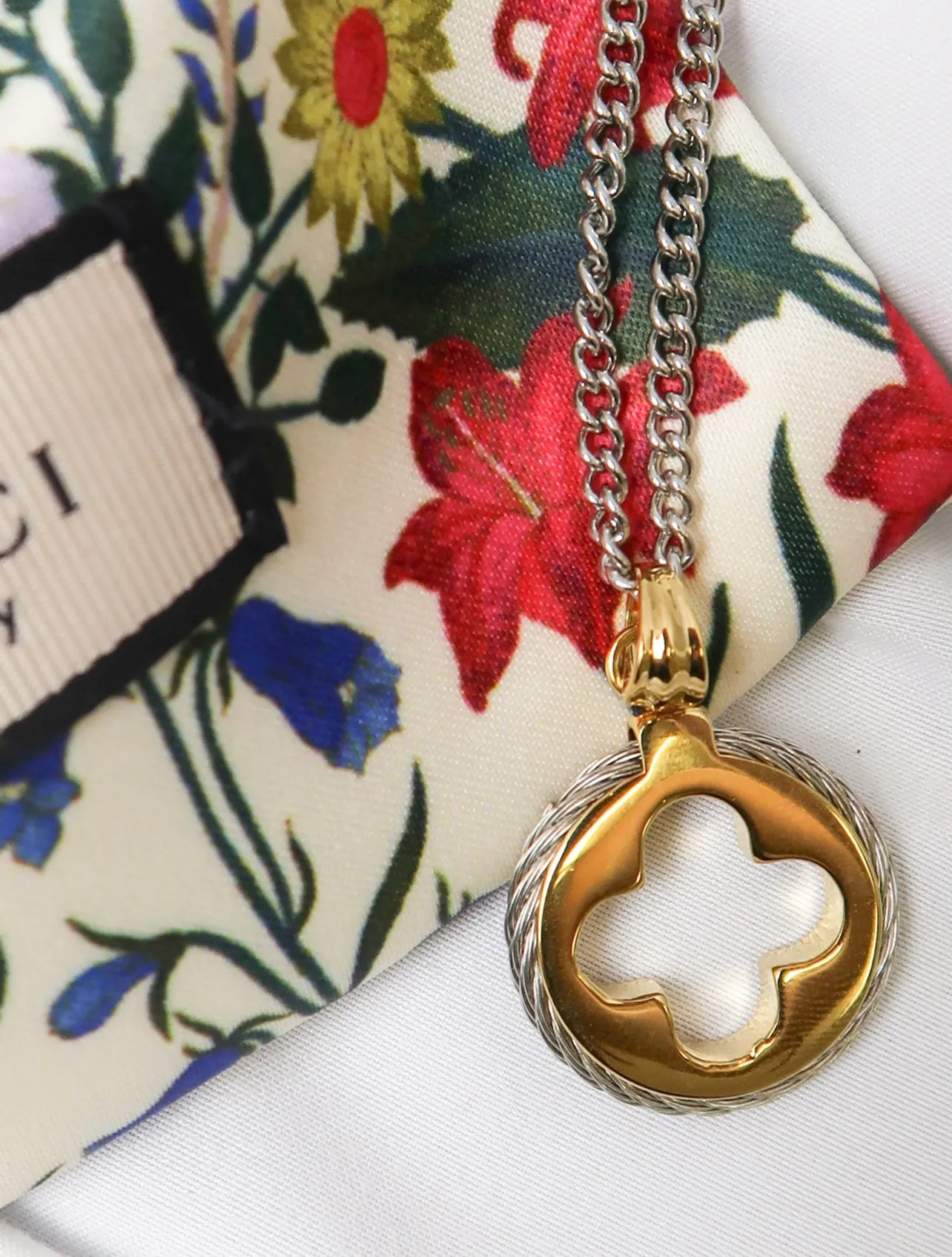 Clover Me Darling 316L Stainless Steel Two Tone Necklace sold by KC Chic Designs product image thumbnail 2