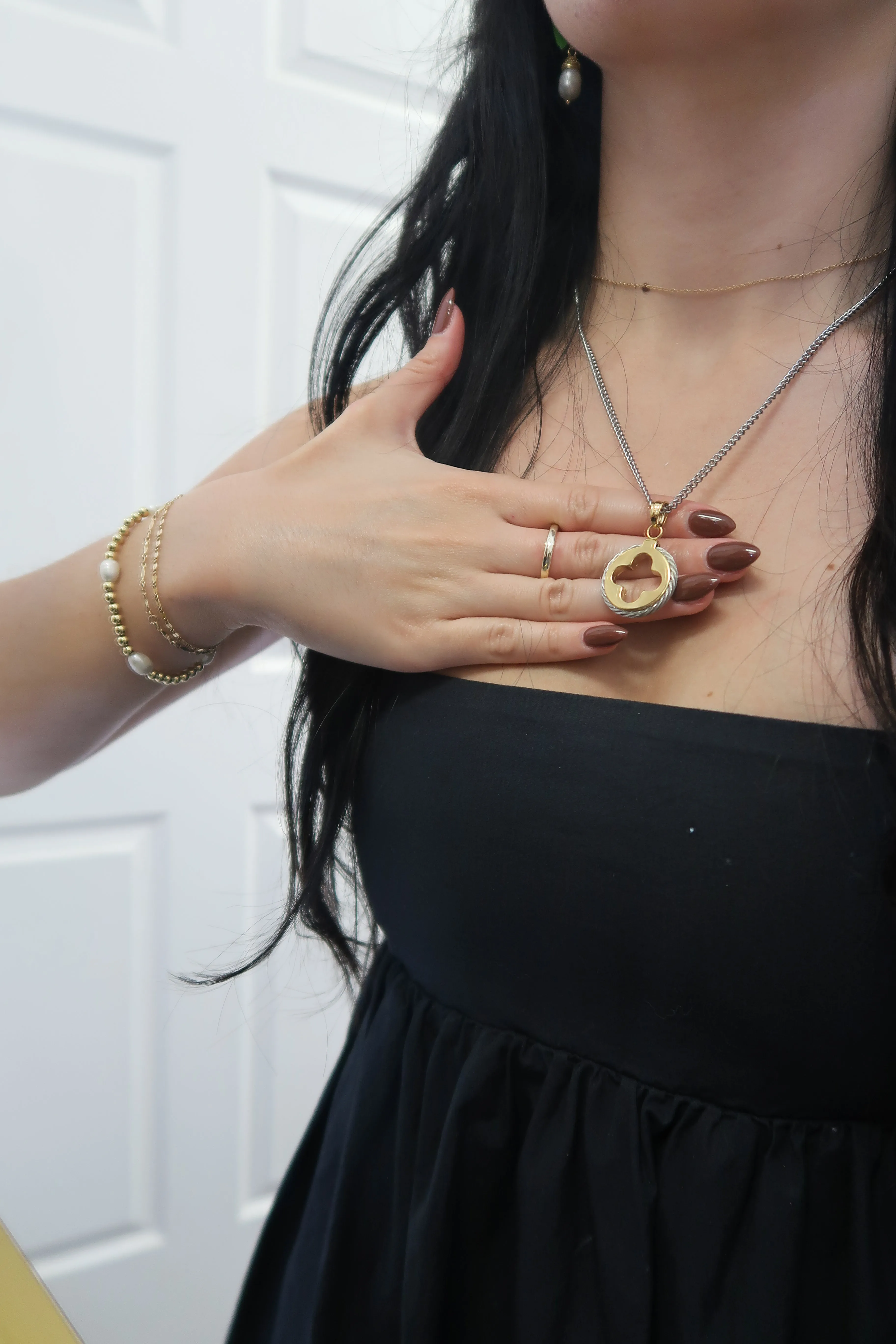 Clover Me Darling 316L Stainless Steel Two Tone Necklace sold by KC Chic Designs product image thumbnail 4