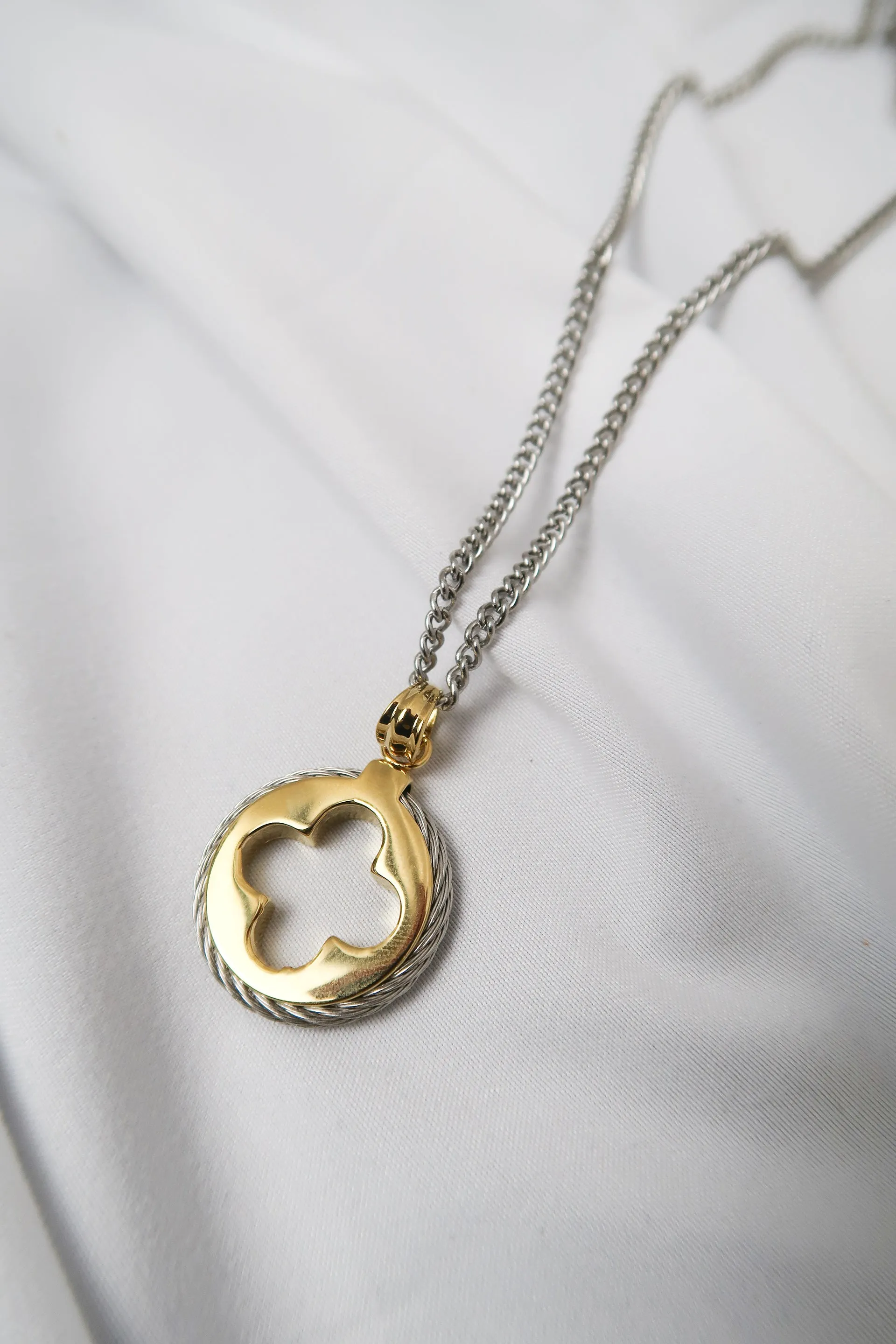 Clover Me Darling 316L Stainless Steel Two Tone Necklace sold by KC Chic Designs