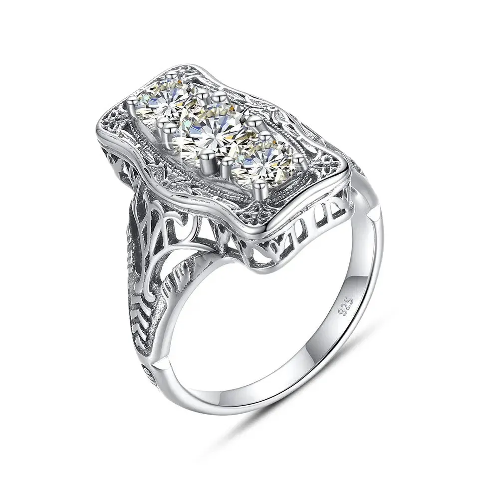 Vintage Treasure .925 Sterling Silver Moissanite RIng sold by KC Chic Designs product image thumbnail 3