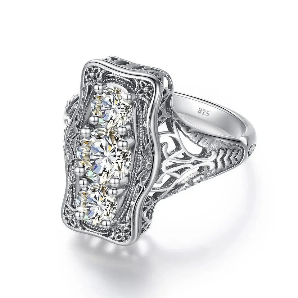 Vintage Treasure .925 Sterling Silver Moissanite RIng sold by KC Chic Designs product image thumbnail 2