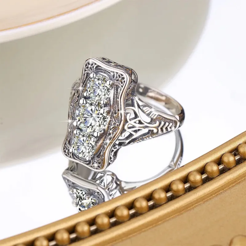 Vintage Treasure .925 Sterling Silver Moissanite RIng sold by KC Chic Designs