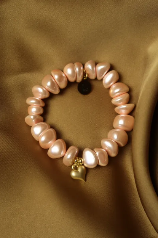 Sun Kissed Rose Water Pearl Heart Charm Bracelet sold by KC Chic Designs
