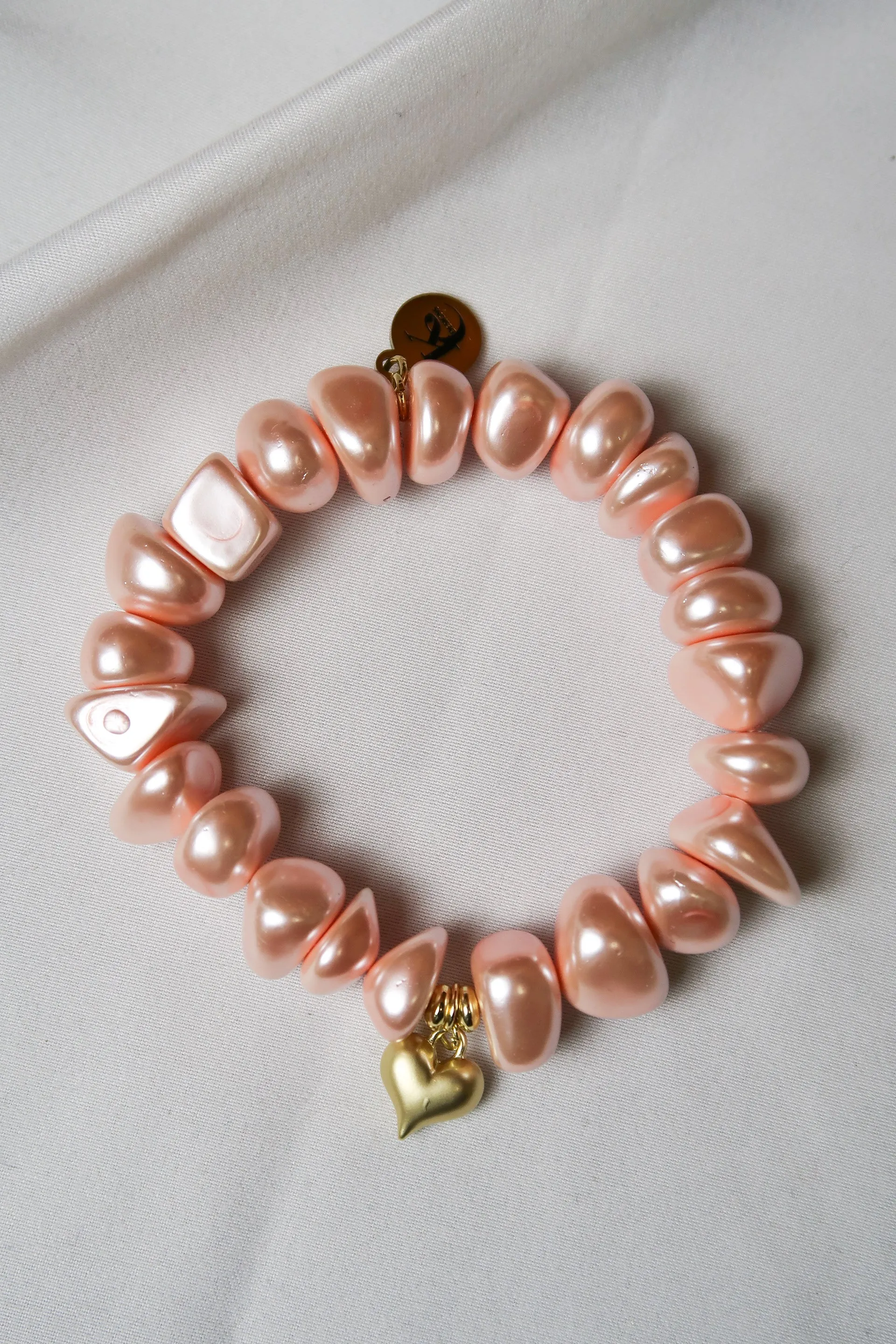 Sun Kissed Rose Water Pearl Heart Charm Bracelet sold by KC Chic Designs product image thumbnail 2
