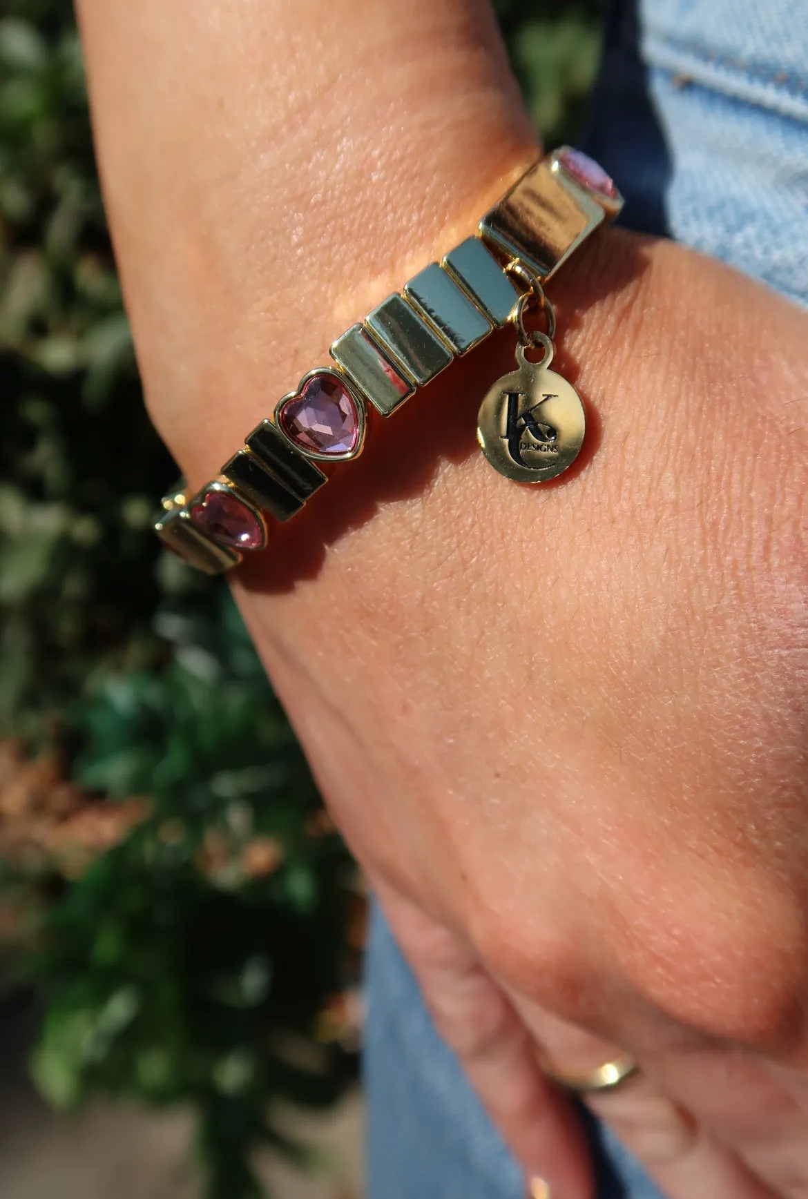 Glow Pop 316L Stainless Steel Crystal Heart Bangle sold by KC Chic Designs product image thumbnail 5