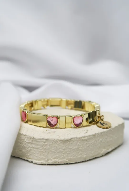 Glow Pop 316L Stainless Steel Crystal Heart Bangle sold by KC Chic Designs