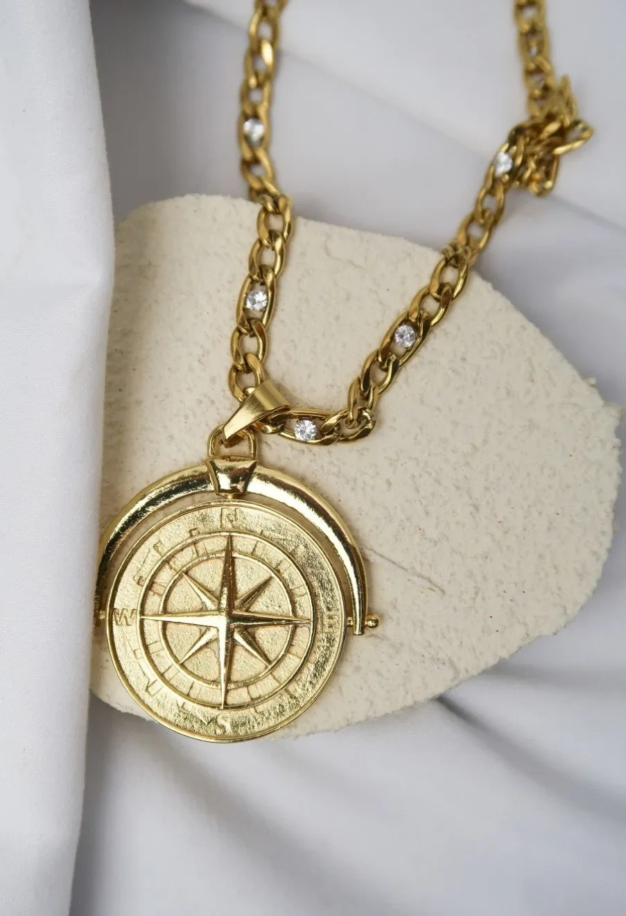Legendary 316L Stainless Steel Compass Necklace sold by KC Chic Designs