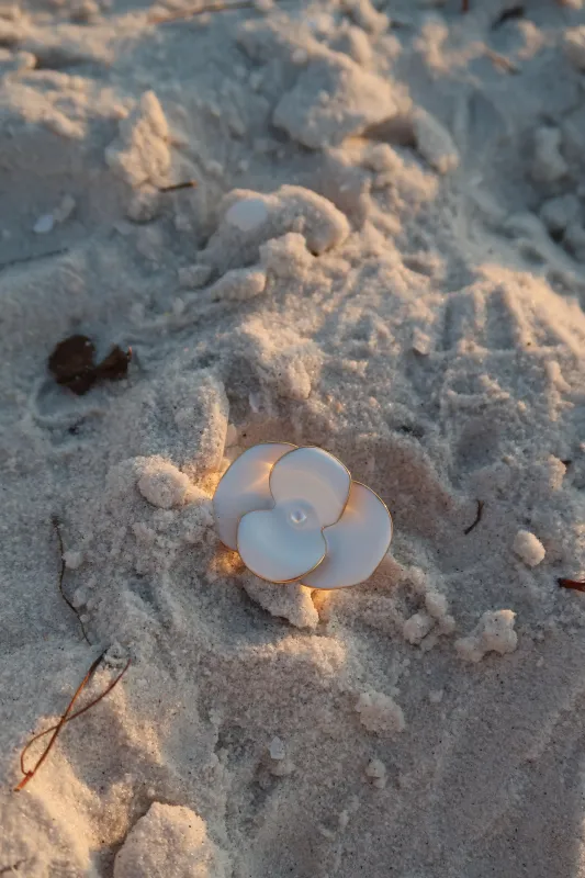 Sol y Mar Flower 316L Stainless Steel Adjustable Pearl Ring sold by KC Chic Designs