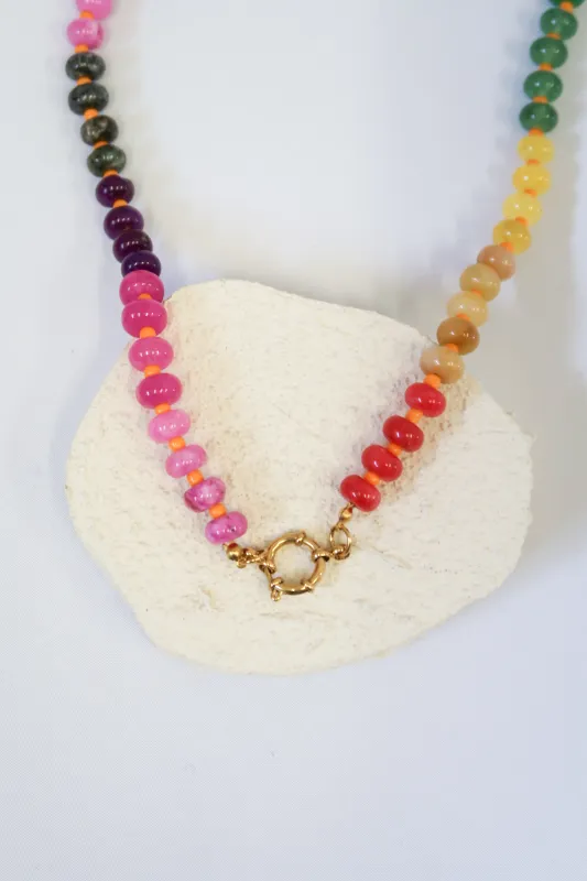 Maui Sunset Natural Stone 316L Stainless Steel Necklace sold by KC Chic Designs