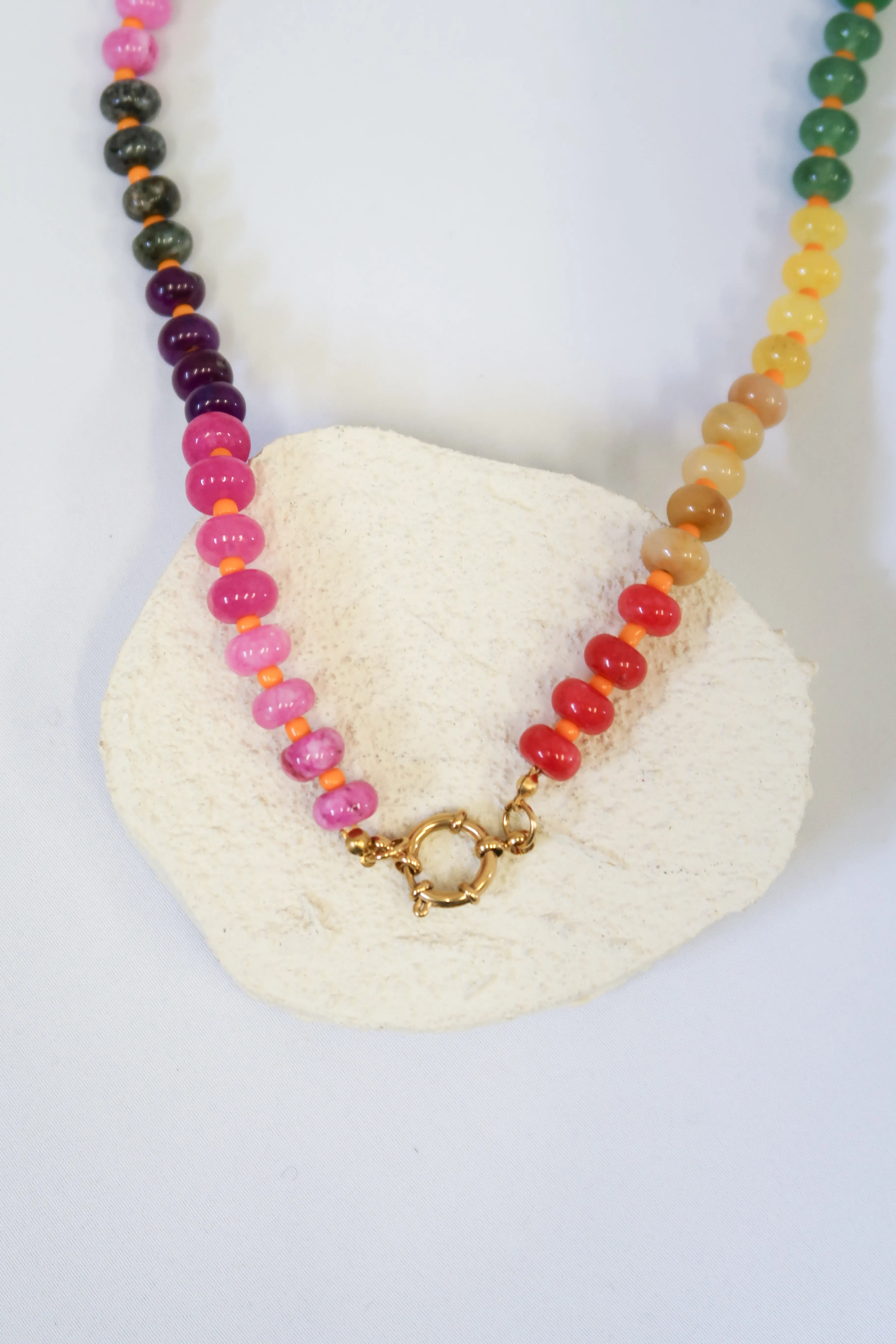 Maui Sunset Natural Stone 316L Stainless Steel Necklace sold by KC Chic Designs