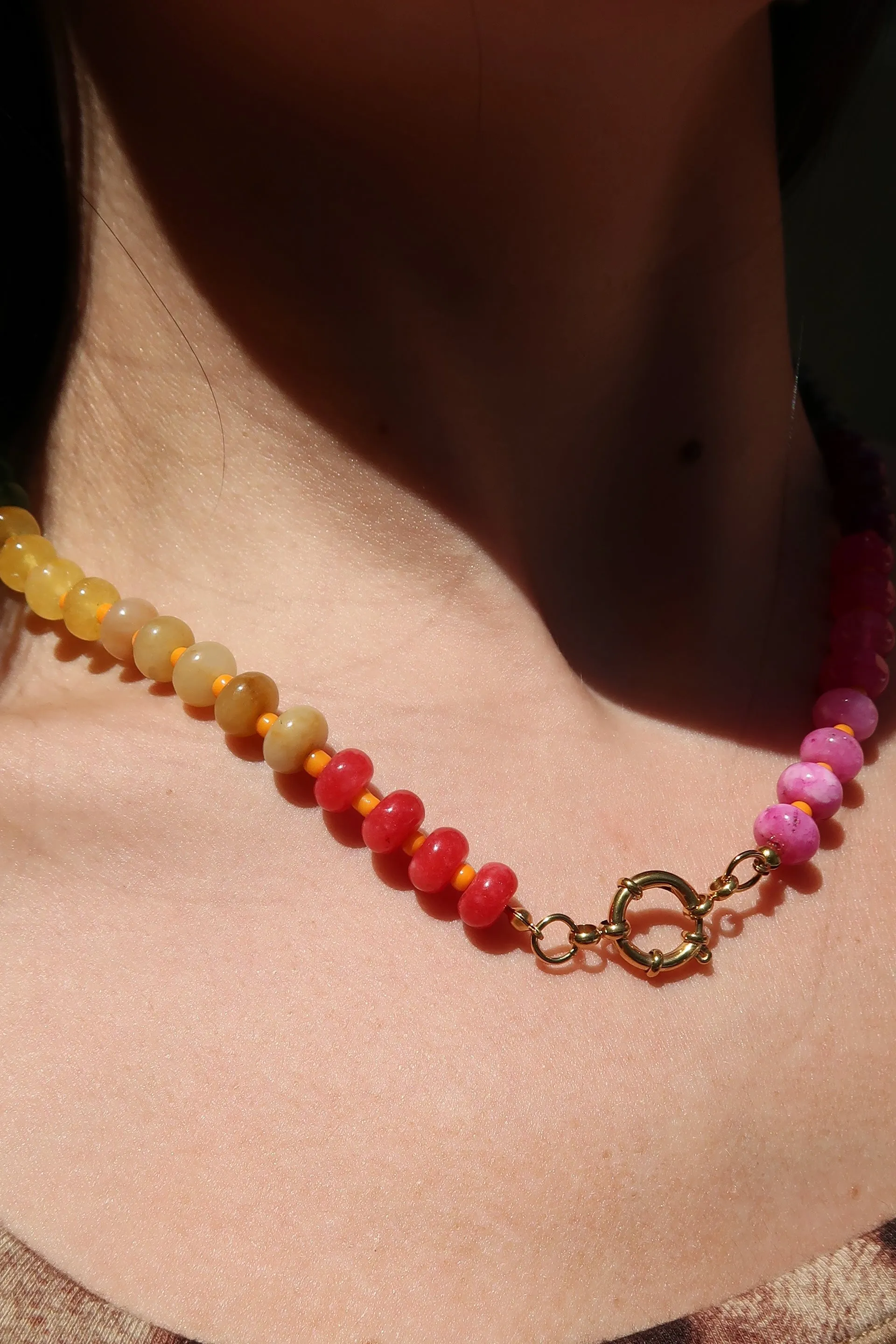 Maui Sunset Natural Stone 316L Stainless Steel Necklace sold by KC Chic Designs product image thumbnail 5