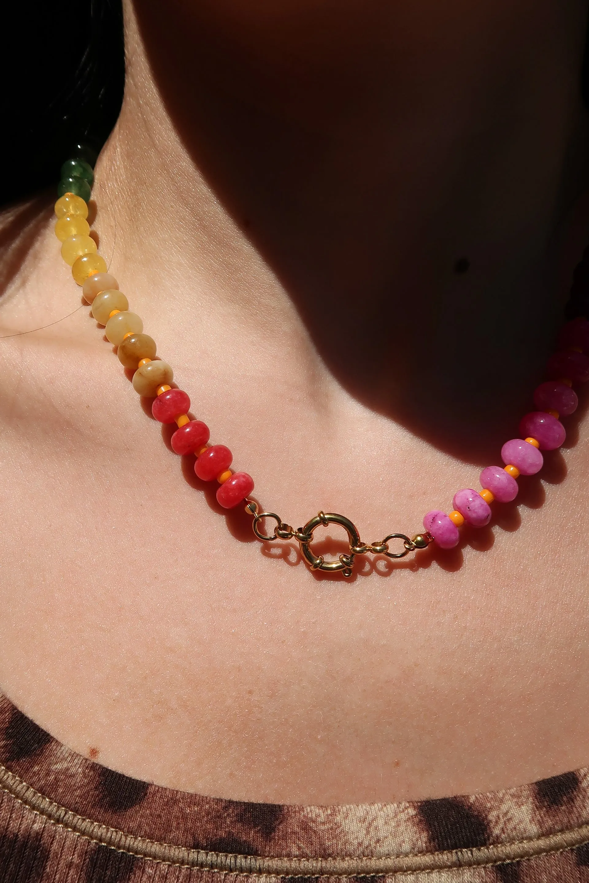 Maui Sunset Natural Stone 316L Stainless Steel Necklace sold by KC Chic Designs product image thumbnail 3