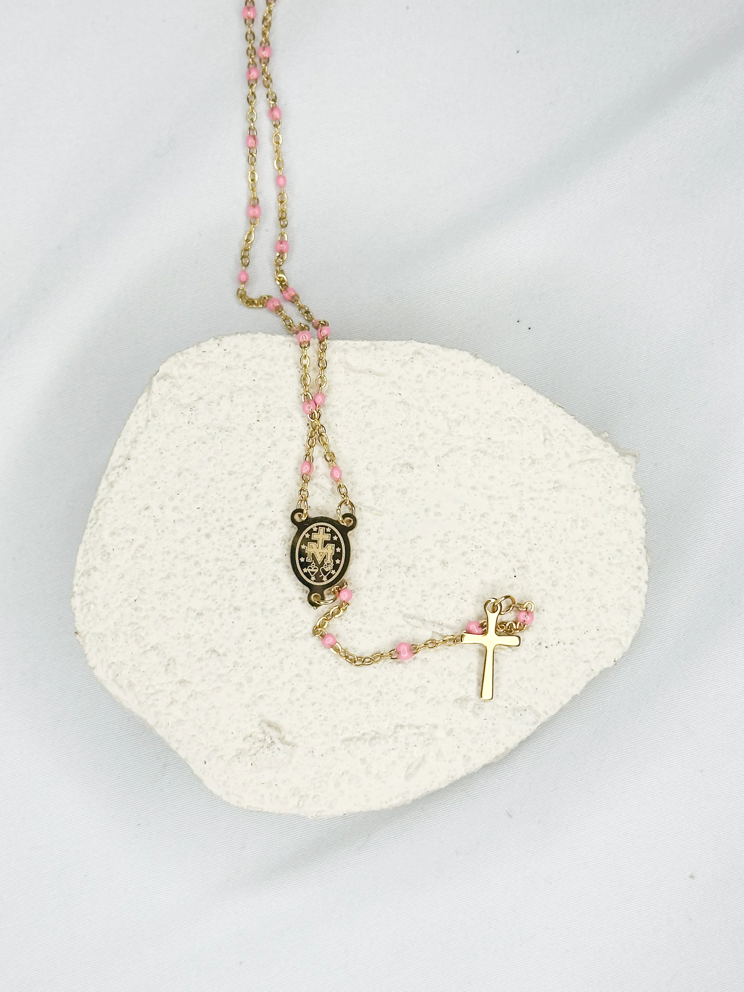 Rosary Beaded 316L Stainless Steel Necklace sold by KC Chic Designs