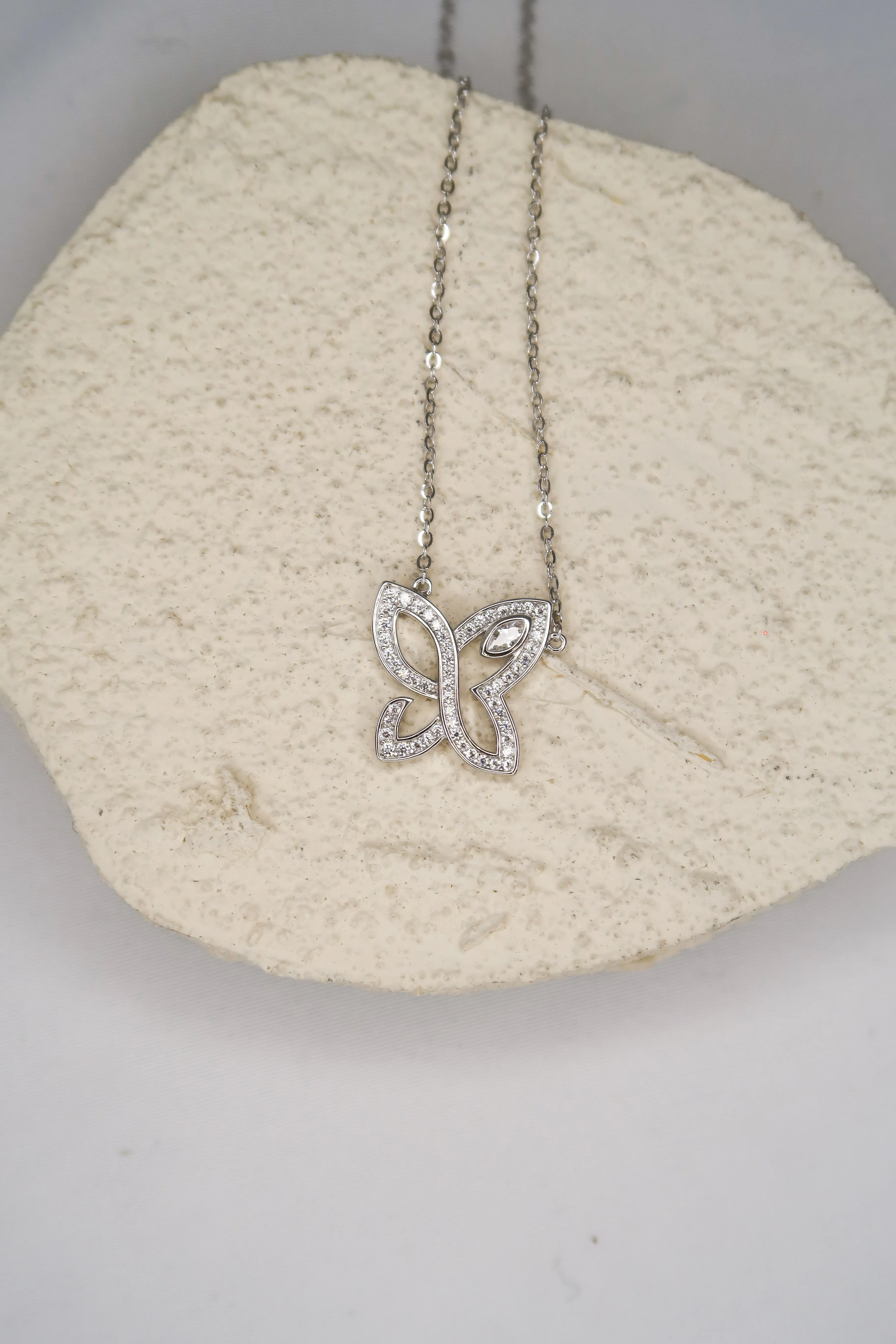 Butterfly .925 Sterling Silver Necklace sold by KC Chic Designs