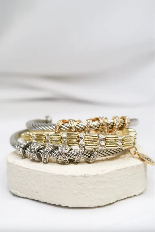 Infinite Shine .316L Stainless Steel Mixed Metal Bangle Trio sold by KC Chic Designs