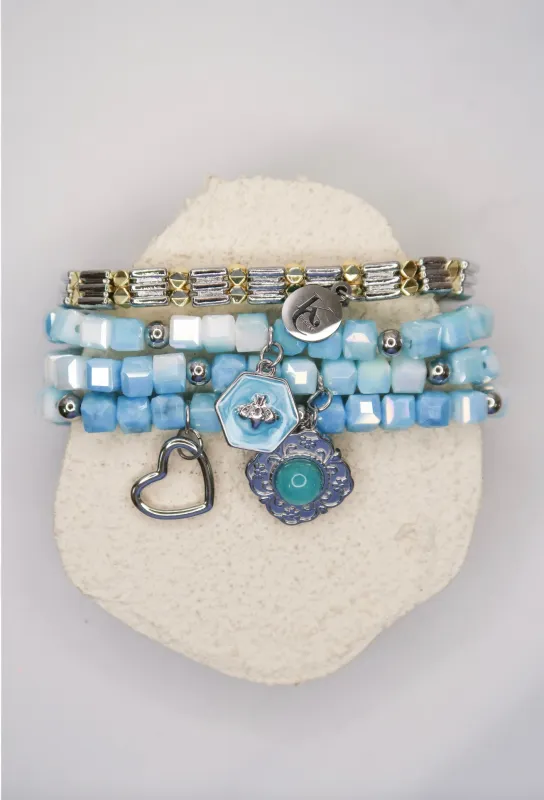 Cloud Chaser Natural Stone .316L Stainless Steel Bracelet Stack sold by KC Chic Designs