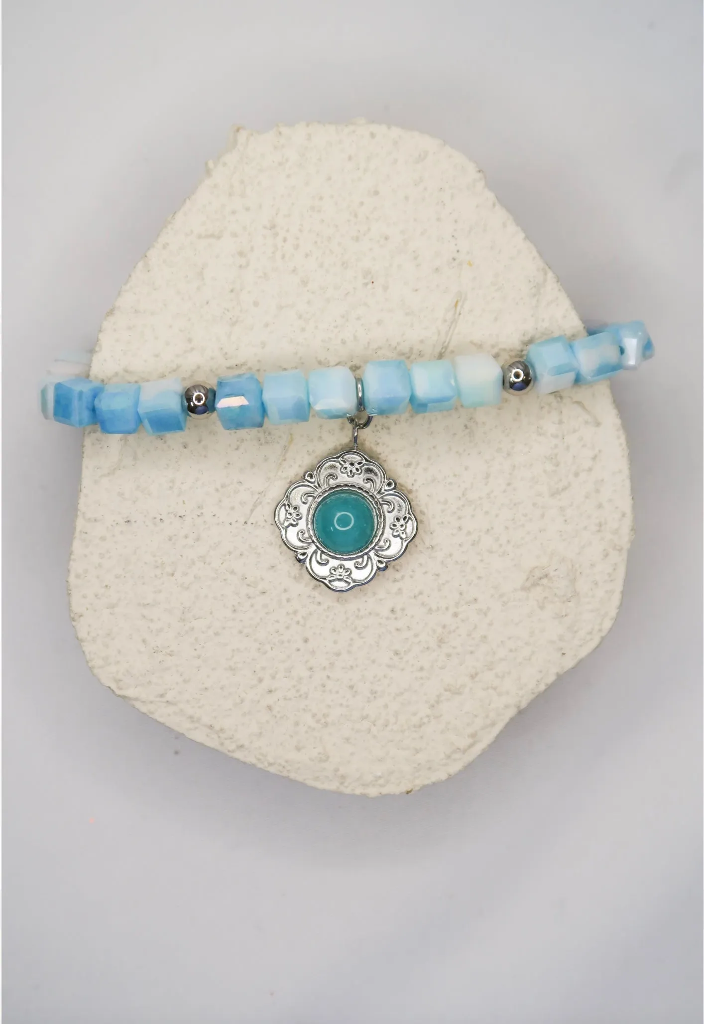 Cloud Chaser Natural Stone .316L Stainless Steel Bracelet Stack sold by KC Chic Designs product image thumbnail 5