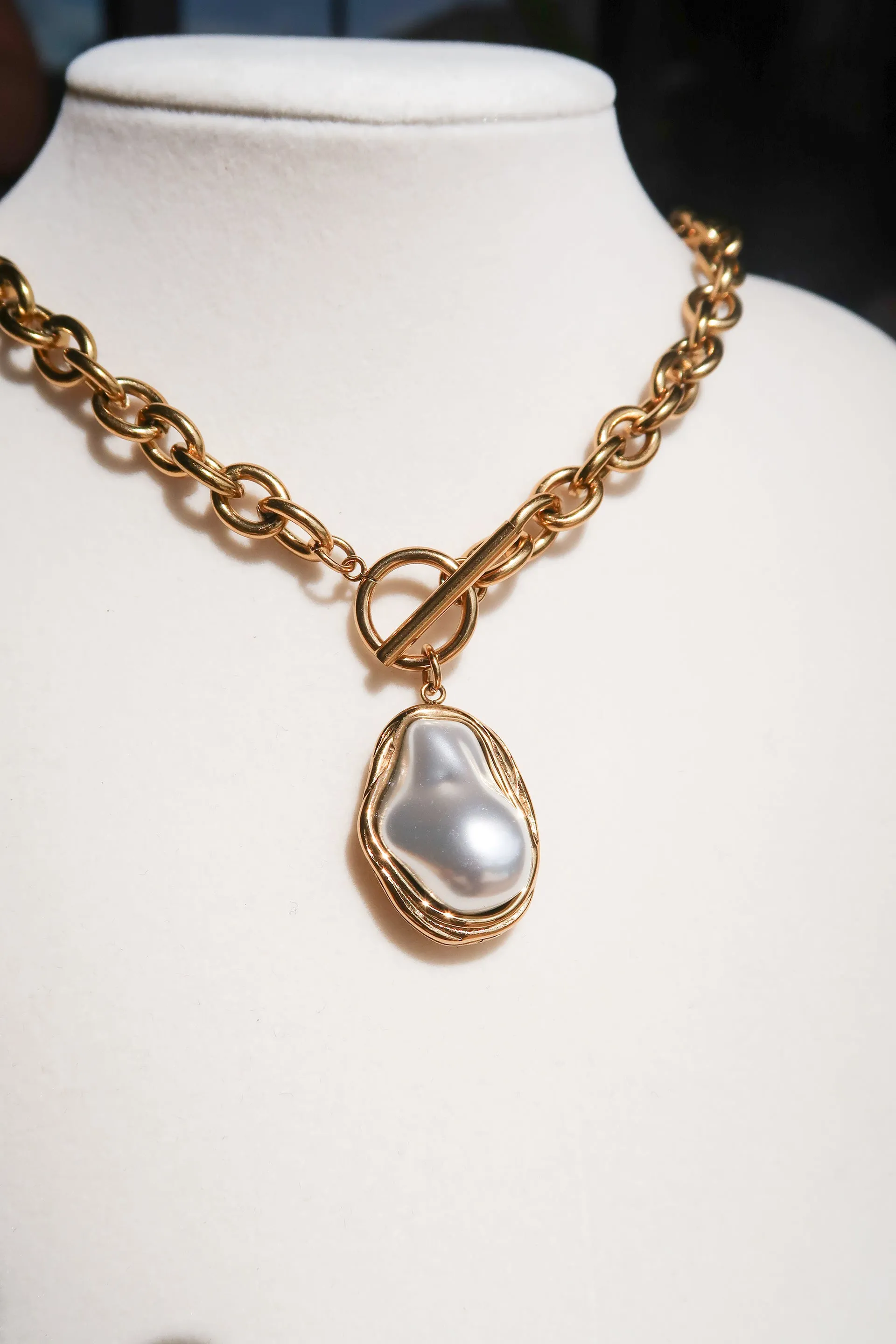 Croix Du Soleil 316L Stainless Steel Pearl Necklace sold by KC Chic Designs product image thumbnail 4