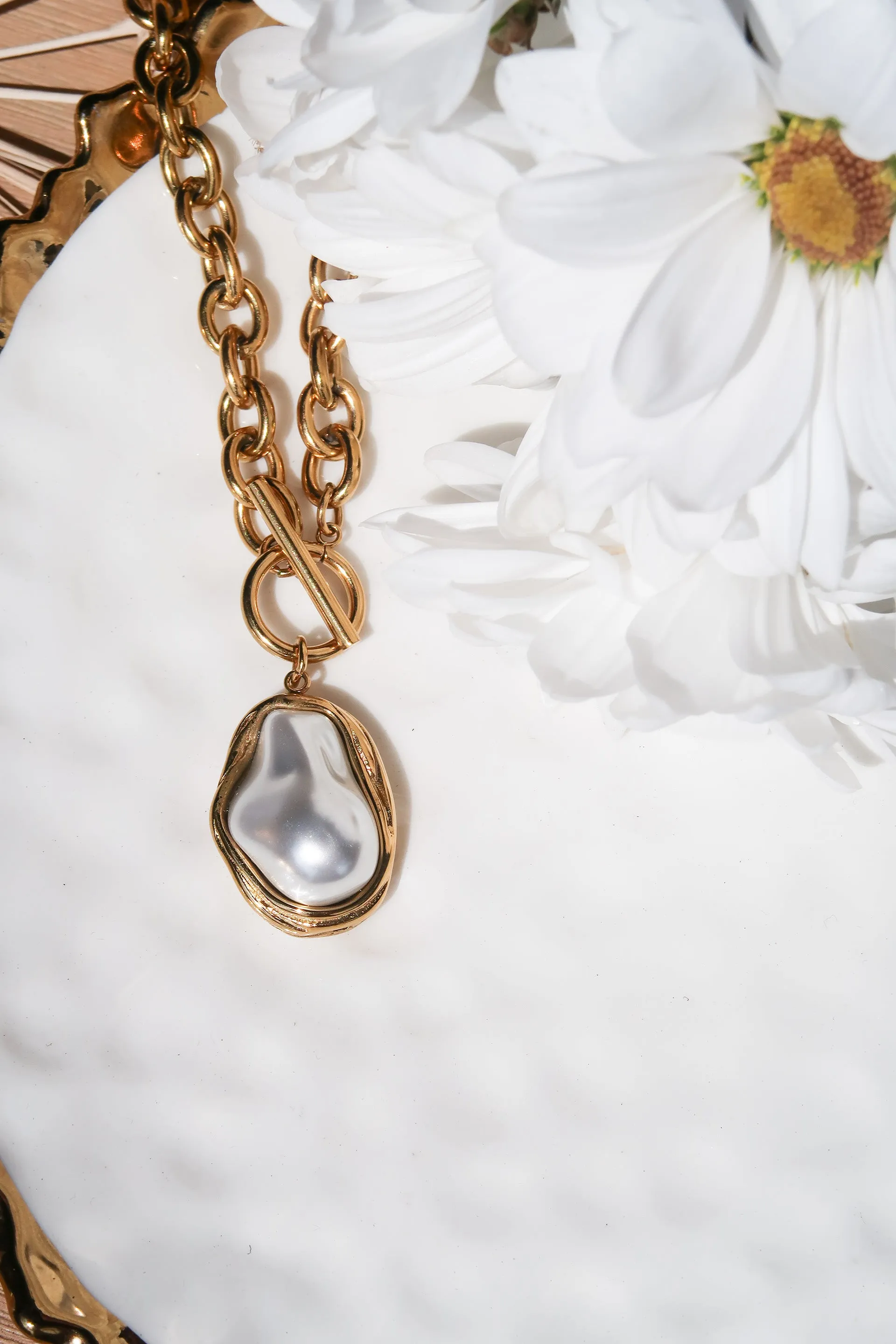 Croix Du Soleil 316L Stainless Steel Pearl Necklace sold by KC Chic Designs product image thumbnail 3