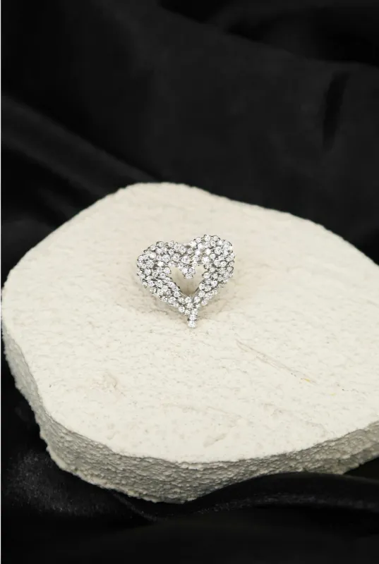 Cold Hearted .925 Sterling Silver Moissanite Heart Ring sold by KC Chic Designs