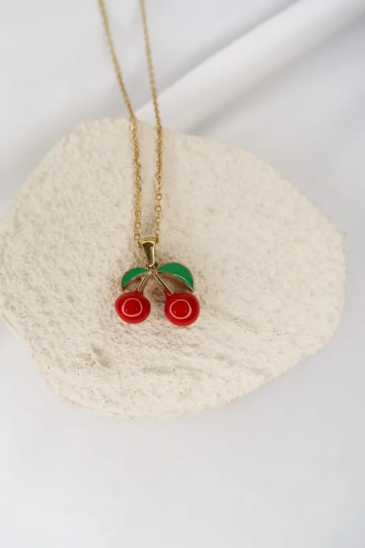 Cherry on Top 316L Stainless Steel Necklace sold by KC Chic Designs