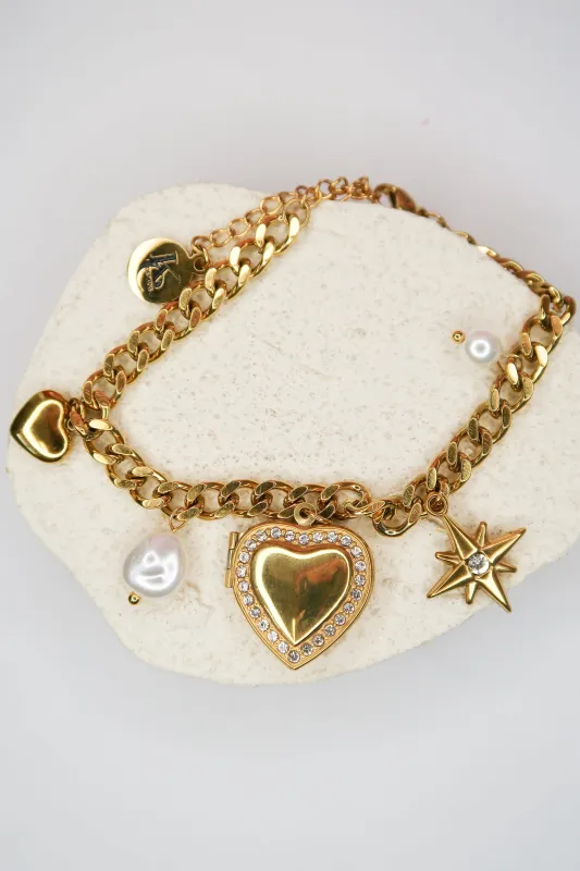 Locket in Love 316L Stainless Steel Charm Bracelet sold by KC Chic Designs