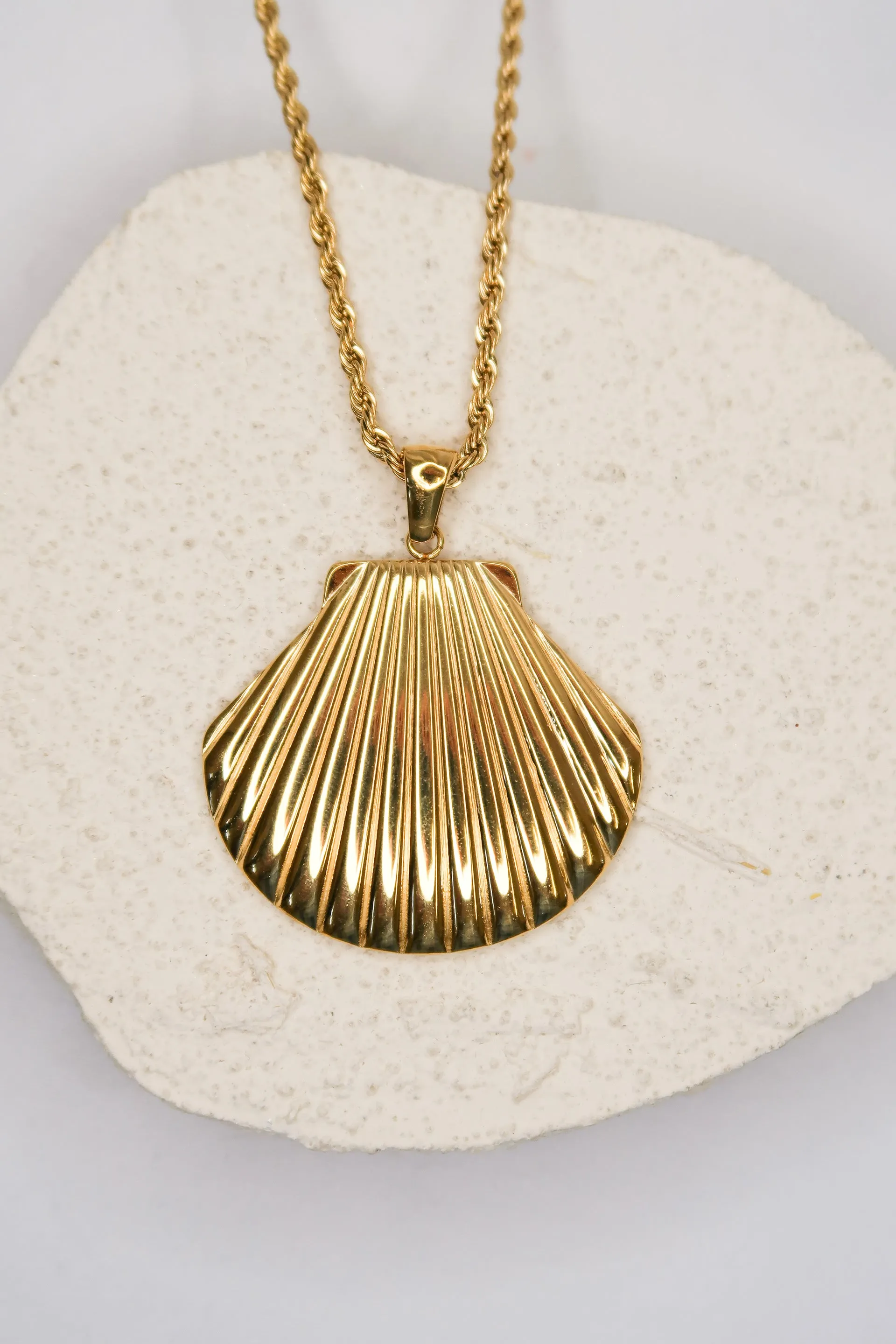 Sun Kissed Shell 316L Stainless Steel Necklace sold by KC Chic Designs