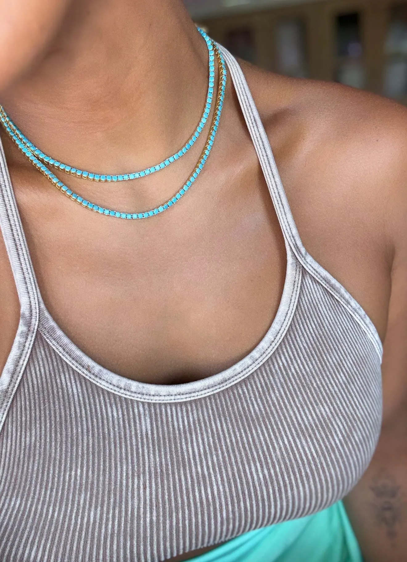 Odette in Blue .925 Sterling Silver Turquoise Tennis Necklace sold by KC Chic Designs product image thumbnail 2